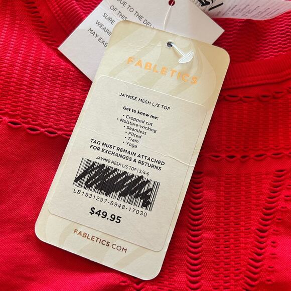 Fabletics Jaymee Mesh Long-Sleeve Cropped Top NEW With Tags Size Small - Picture 6 of 7